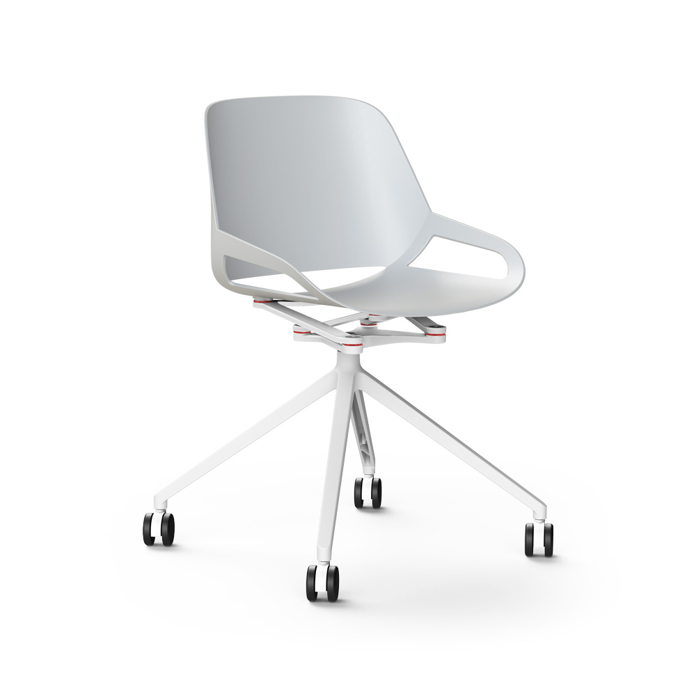 Aeris Numo valkoinen istuin valkoinen ristikkojalka pyörillä