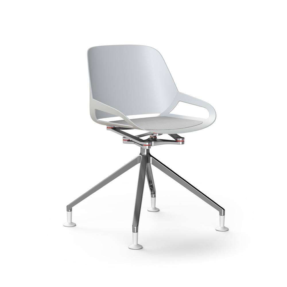 Aeris Numo valkoinen istuin harmaa pehmuste kiillotettu ristikkojalka tassuilla