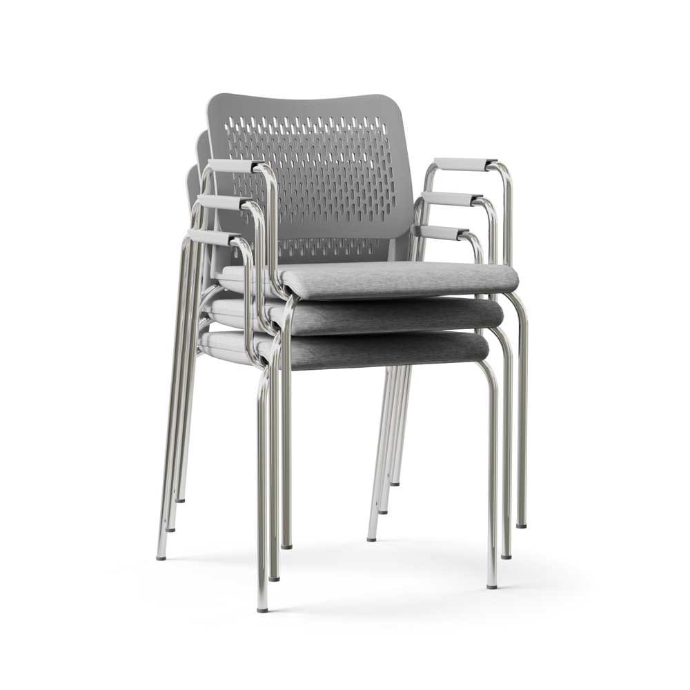 Narbutas Wait tuoli käsinojallinen kromatut jalat istuinverhoiltu - Image 2