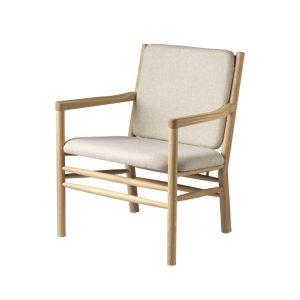 FDB Møbler J147 nojatuoli lakattu tammi kangasverhoilu