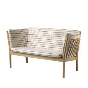 FDB Møbler J148 2-istuttava pinnasohva lakattu tammi kangasverhoilu